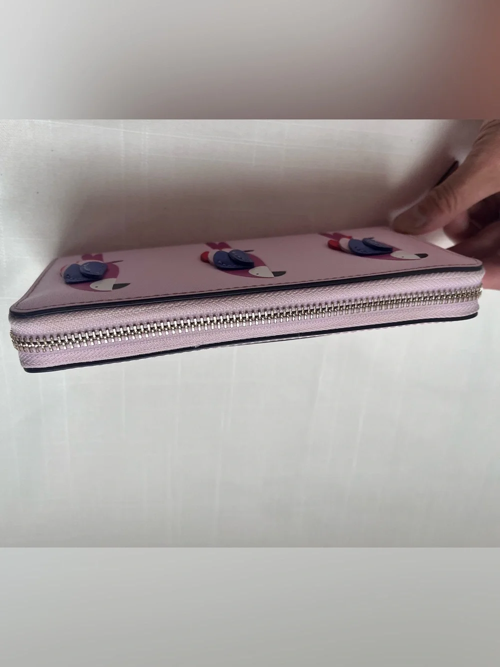 Kate Spade “Flock Party” Parrot zip around novelty 3D wallet